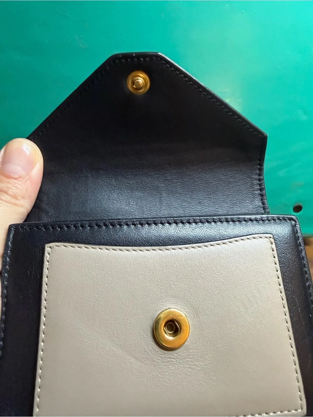 Celine Tri-Color Leather Envelope Wallet - Red, Cream & Black